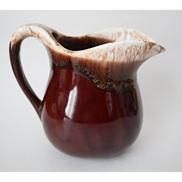 Vintage Pitcher and Creamer McCoy USA Brown Drip Glaze - Picture 3 of 7